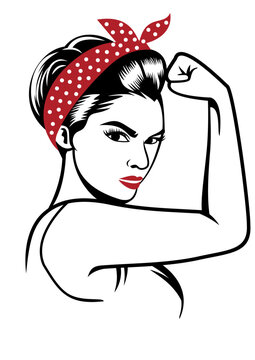 Rosie the riveter vector illustration - international women`s day vector, yes we can vector isolated on white background 