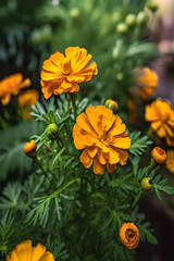 Beautiful Marigold flowers AI Generated 