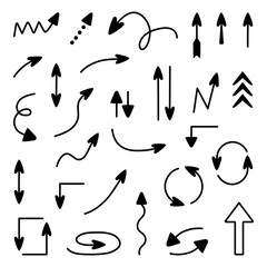Hand-drawn arrow vector icons set. sketch arrow design for business plan and education