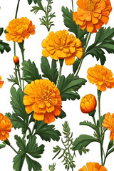 Beautiful Marigold flowers vector AI Generated