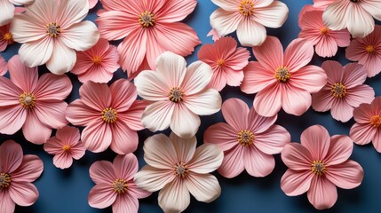 Creative Layout Pink Flowers Paper Heart, Background Image, Valentine Background Images, Hd