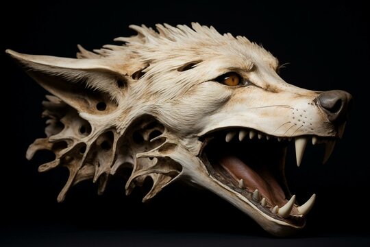 Image of a wolf skull. Generative AI