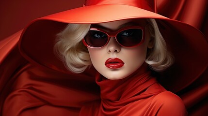 Fashionable Portrait Stylish Young Woman Red, Background Image, Valentine Background Images, Hd