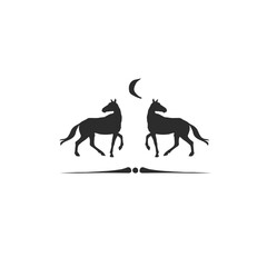 Hand drawn vector abstract horse logo silhouette illustration. Horse logo silhouette. Horse black emblem graphic. Vector animal horse logo symbol icon isolated on white background. - 670042690