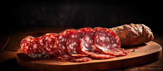 Delicious French cured meat on a wooden background