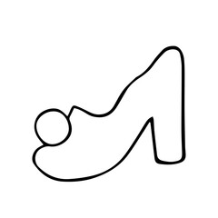 Linear sketch, coloring of the glass slipper.Vector graphics.