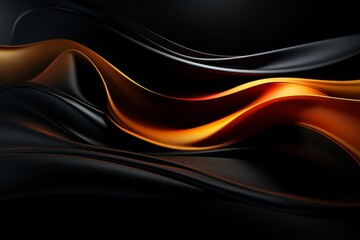 3D Abstract Dark Background with Red, Orange and Yellow Light Waves