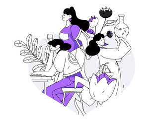 3.12 International Women's Day professional women flat character vector concept operation hand drawn illustration
