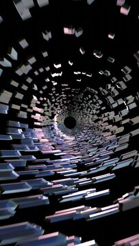 3D looped video. Glowing blue tunnel with shiny stones. The video can be used as an overlay and background for reels, stories, shorts, capcuts.