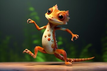 Animated gecko dancing creatively. Generative AI - obrazy, fototapety, plakaty
