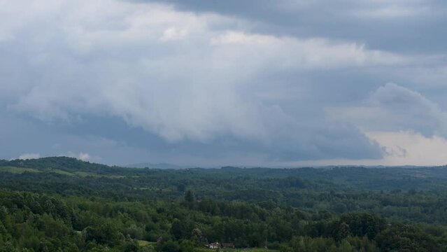 Stormy cloud above countryside, severe weather