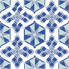 seamless pattern with portuguese tiles. geometric element in the form of a snowflake on a colored background