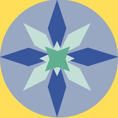 geometric element in the form of a snowflake on a colored background