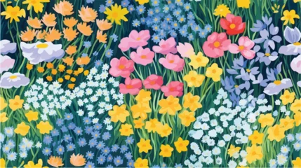 Schilderijen op glas pattern with colorful flowers,  seamless pattern, seamless floral pattern, seamless pattern flowers, flower pattern © peacefy