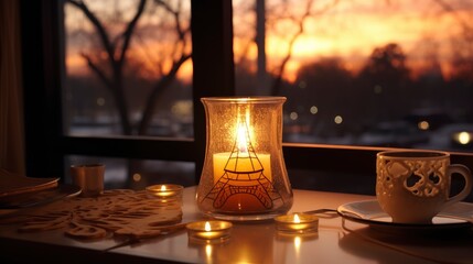 Naklejka premium Luxury Romantic Candlelight Dinner Table, Background Image, Valentine Background Images, Hd