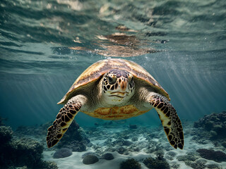 Obraz premium A portrait of a sea turtle