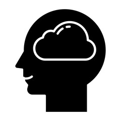 Cloud Brain Glyph Icon