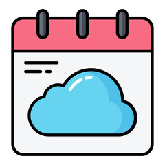 Cloud Schedule Line Color Icon