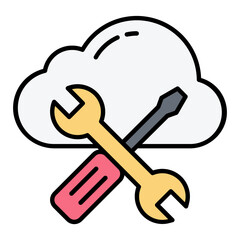 Cloud Setting Line Color Icon