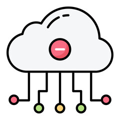 Remove Cloud Network Line Color Icon
