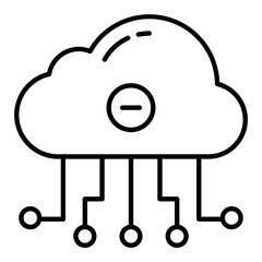 Remove Cloud Network Outline Icon