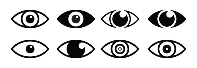 Eye icon set. Eyesight symbol. Retina scan eye icons. Simple eyes collection. Eye silhouette vector