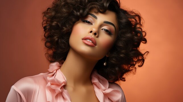 Pretty Girl Curls Hairstyle Classic Makeup, Background Image, Valentine Background Images, Hd