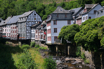 Fototapeta na wymiar Medieval fachwerk houses in Monschau Old town, Germany