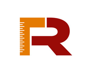 R Letter and Ruler vector logo