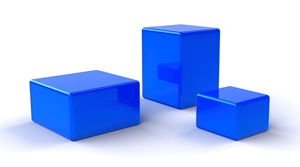 blue square 3d shapes on white background 