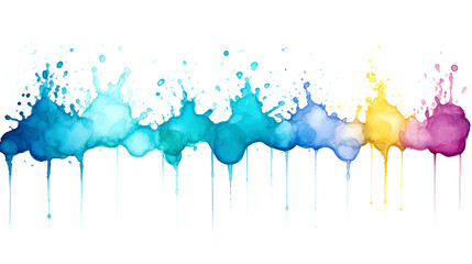 Vibrant Multicolor Watercolor Splashes on White Background
