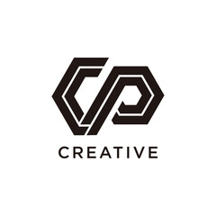 Letter cp modern initial creative monogram typography logo