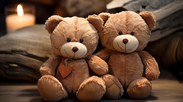 Retro Teddy Bear Toys Pair Handmade, Background Image, Valentine Background Images, Hd