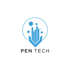 Pen tech logo with creative idea concept design