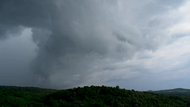 Stormy cloud above countryside, severe weather