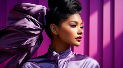 Elegantly Stylish Purple Outfit on a Contemporary Female Model