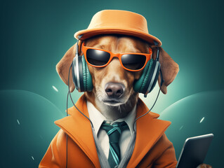 A hipster dog in a suit expressing his unique personal brand.