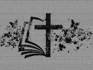 Bible with christian cross illustration. Religion themed background	