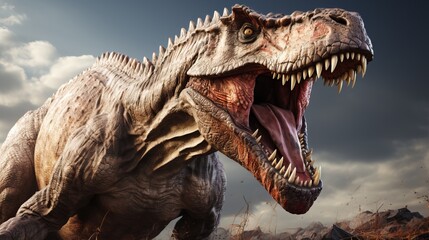 tyrannosauru, Illustration of a huge dinosaur. Herbivorous lizard. Concept: extinct dinosaurs, ancient lizard-like animals.
