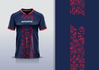 Tshirt mockup abstract grunge sport jersey design for football soccer, racing, esports, running, red blue color