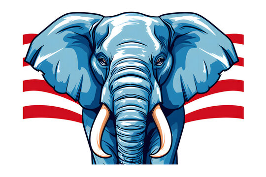 republican elephant illustration with striped background
