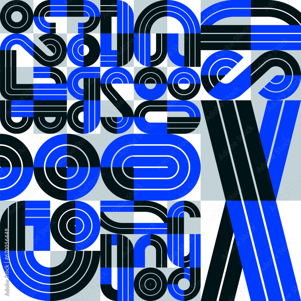 Poster seamless geometric pattern vector, abstract background design with blue elements taken from letters 