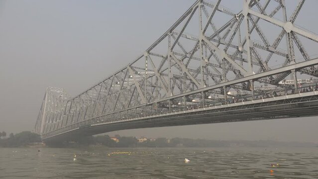 Overview of the Howrah bridge in Kolkata, India