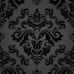 Orient classic dark pattern. Seamless abstract background with vintage elements. Orient black pattern. Ornament for wallpapers and packaging