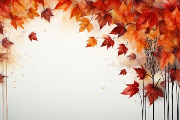 Naklejka na ściany i meble Autumn vintage background with bright leaves, seasonal decoration