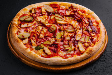 Turkish kebab pizza close up