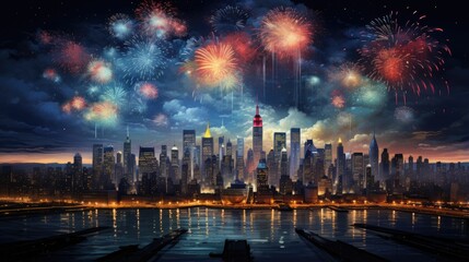 Fototapeta na wymiar Firework Happy New Year