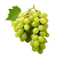 Green grapes isolated on transparent and white background, png