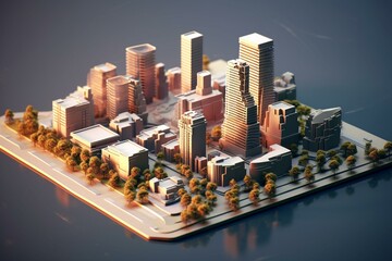 3D model of urban landscape. Generative AI