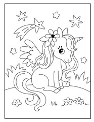 Unicorn coloring pages for kids